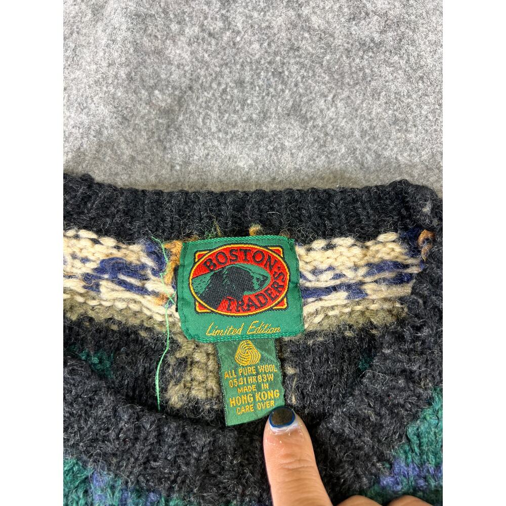 Vintage 80s Boston Traders Sweater Mens XL Multicolor Wool Knit Pullover Jumper - Picture 6 of 8